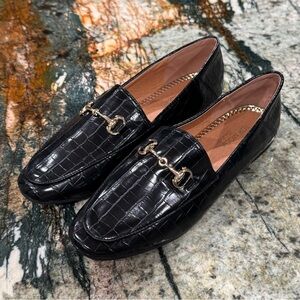 🆕TOP MODA COMFORT Flats Loafers black croc-embossed Size 10 Man-made Materials!